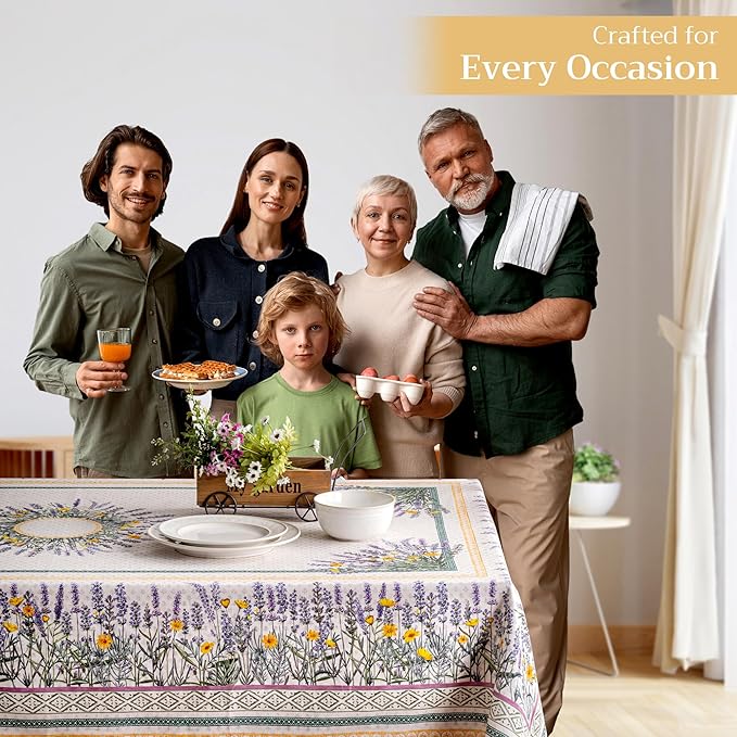 Maison d' Hermine Table Cloth Rectangle Table 100% Cotton 70 x 108 Inches Tablecloth Reusable Decorative for Dining Room, Farmhouse, Home, Party, Festive & Wedding Spring Summer - Fanny Lavender