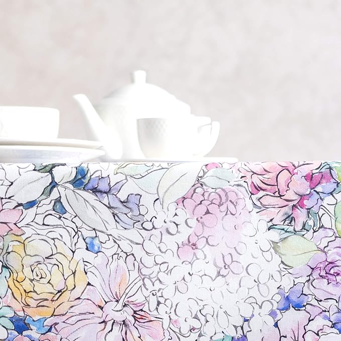 Maison d' Hermine Table Cloth Rectangle Table 100% Cotton 70 x 90 Inches Tablecloth Reusable Decorative for Dining Room, Farmhouse, Home, Party, Festive & Wedding Spring Summer - Floral Love