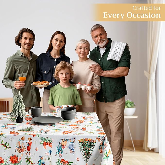 Maison d' Hermine Table Cloth Rectangle Table 100% Cotton 70 x 108 Inches Fall Tablecloth Reusable Everyday Use for Thanksgiving Christmas Decorations Dining Farmhouse Party (Chromo)