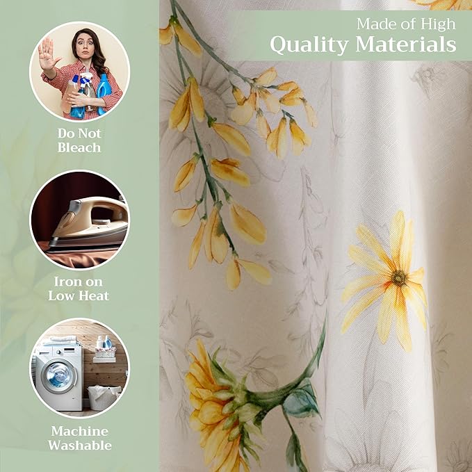 Maison d' Hermine Table Cloth Round Table 100% Cotton 69 Inches Tablecloth Reusable Decorative Everyday Use for Dining Room, Farmhouse, Home, Party, Festive & Wedding Spring Summer - Candice