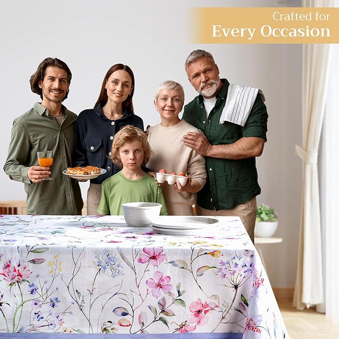 Maison d' Hermine Table Cloth Rectangle Table 100% Cotton 70 x 140 Inches Tablecloth Reusable Decorative for Dining Room, Farmhouse, Home, Party, Festive & Wedding Spring Summer - Summer Floral