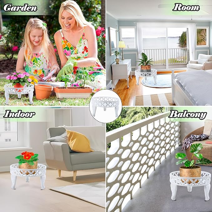 White Plant Stand, Anti-Rust Planter Stands for Indoor Plants, Metal Plant Stands Outdoor, Round Plant Shelf Flower Pot Stand,Display Shelves Potted Plant Holders for Garden Patio Decor