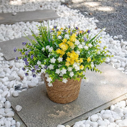 12 Bundles Fake Flowers, Artificial Flowers for Outdoors UV-Resistant No Fade Fake Plants for Planters Porch Home Garden Porch Patio Decoration Outdoor Indoor – Fall & Summer Decor