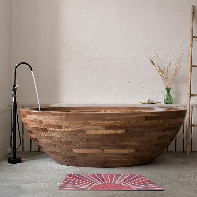 Nogrit Boho Door Mat, Retro Boho Red Sun Sunshine Doormat Bathmat for Indoor Outdoor Entrance, Mid Century Modern Abstract Welcome Mats for Front Door Outside Porch Entryway, 17x30 Inches