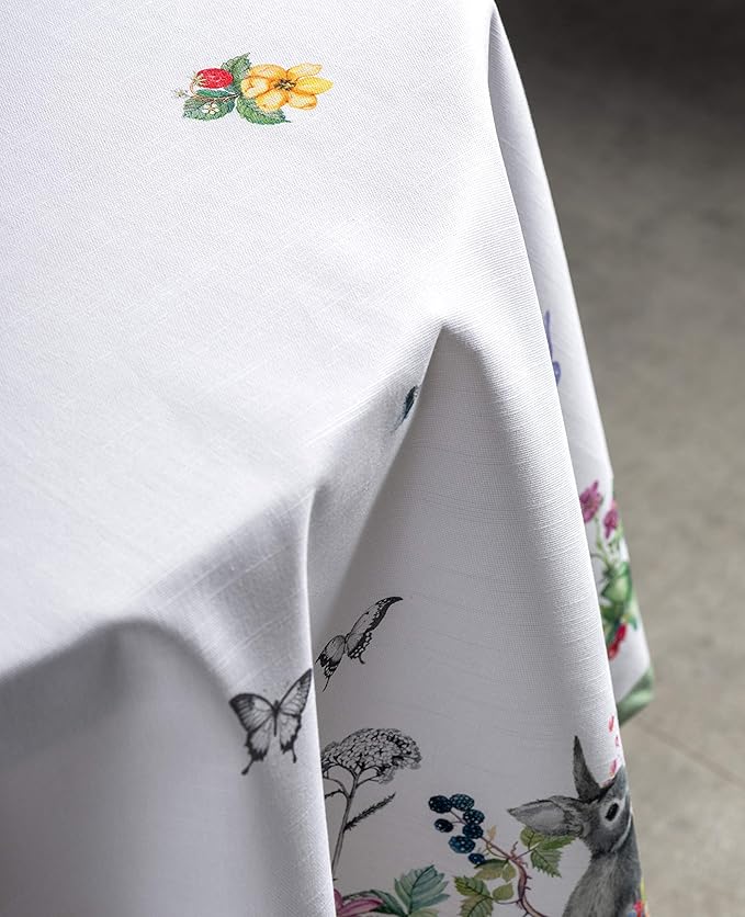 Maison d' Hermine Table Cloth Round Table 100% Cotton 63 Inches Tablecloth Reusable Decorative Everyday Use for Dining Room, Farmhouse, Home, Party, Festive & Wedding Spring Summer - Printemps