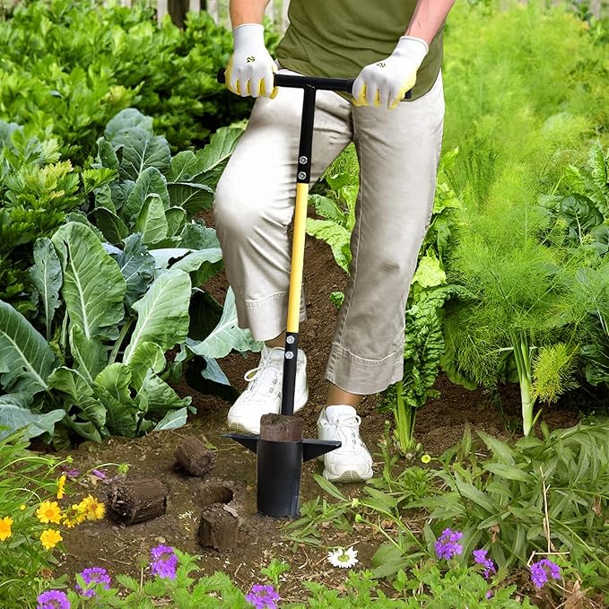 Jardineer Bulb Planter Tool Long Handle and Small Flowers Transplanter Tool, 3PCS Bulb Planting Set for Tulips, Daffodils, Lily