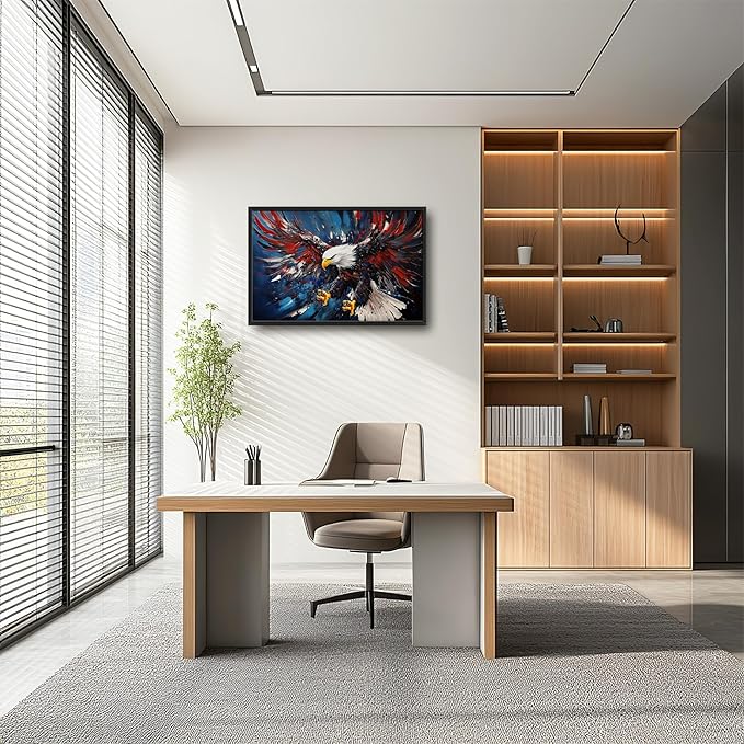 Lovira Bald Eagle Large Wall Art Patriotic Canvas Wall Decor Pictures Prints Painting Framed Modern Artwork for Living Room Bedroom Bathroom Office 24"x36"