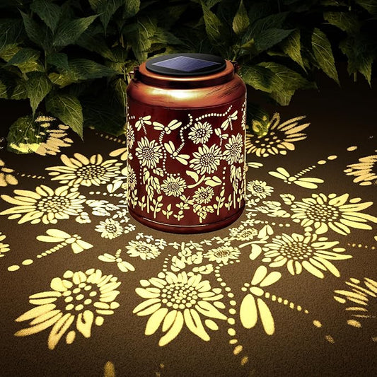 Hyrion Sunflower Solar Lanterns Outdoor Waterproof Metal Hanging Lights, Garden Decor Gifts for Women, Mom, Grandma Solar Decorations for Yard, Patio, Backyard, Porch, Lawn, Walkway, Tabletop