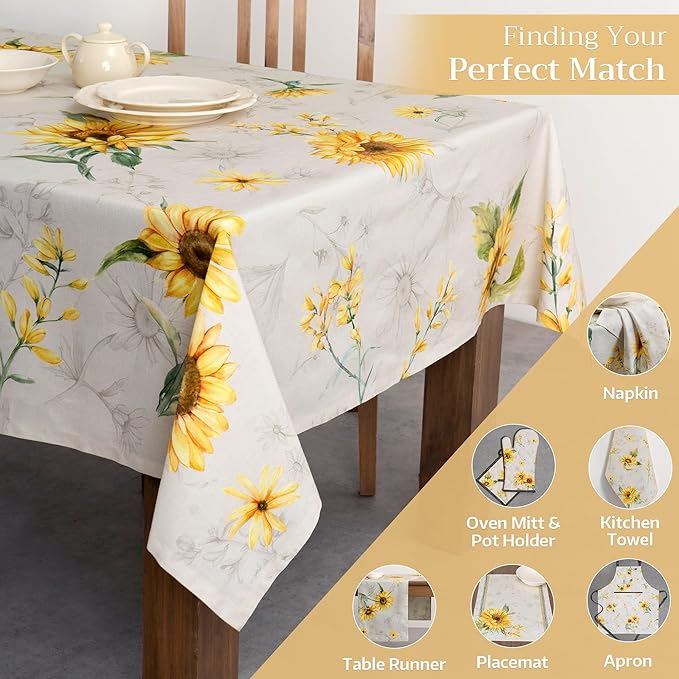 Maison d' Hermine Table Cloth Rectangle Table 100% Cotton 70 x 108 Inches Tablecloth Reusable Decorative Everyday Use for Dining Room, Farmhouse, Home, Party, Festive & Wedding Spring Summer - Candice