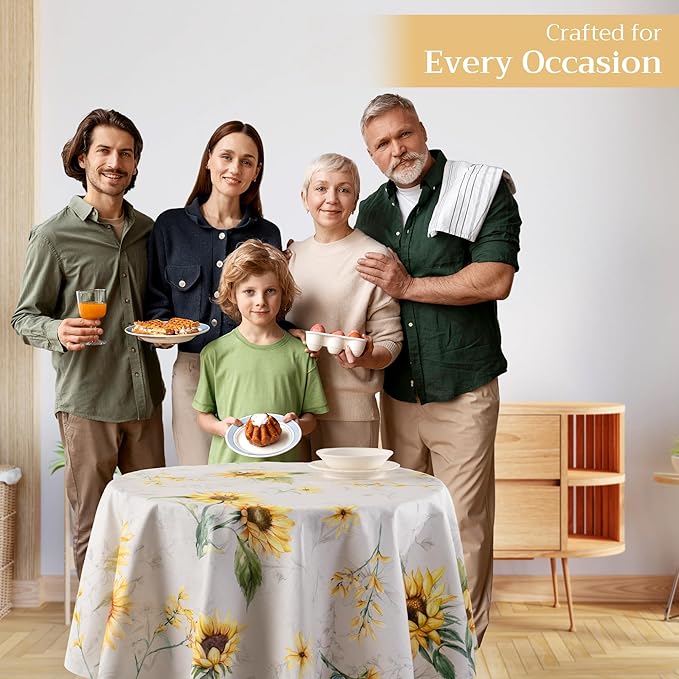 Maison d' Hermine Table Cloth Round Table 100% Cotton 69 Inches Tablecloth Reusable Decorative Everyday Use for Dining Room, Farmhouse, Home, Party, Festive & Wedding Spring Summer - Candice