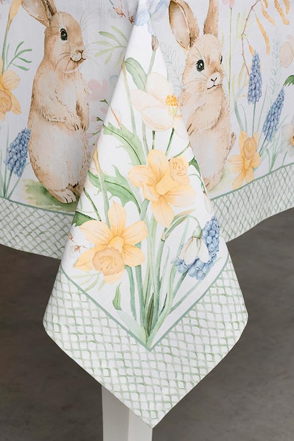 Maison d' Hermine Table Cloth Rectangle Table 100% Cotton 70 x 108 Inches Tablecloth Reusable Decorative for Dining Room, Farmhouse, Home, Party, Festive & Wedding Spring Summer - Easter Dew