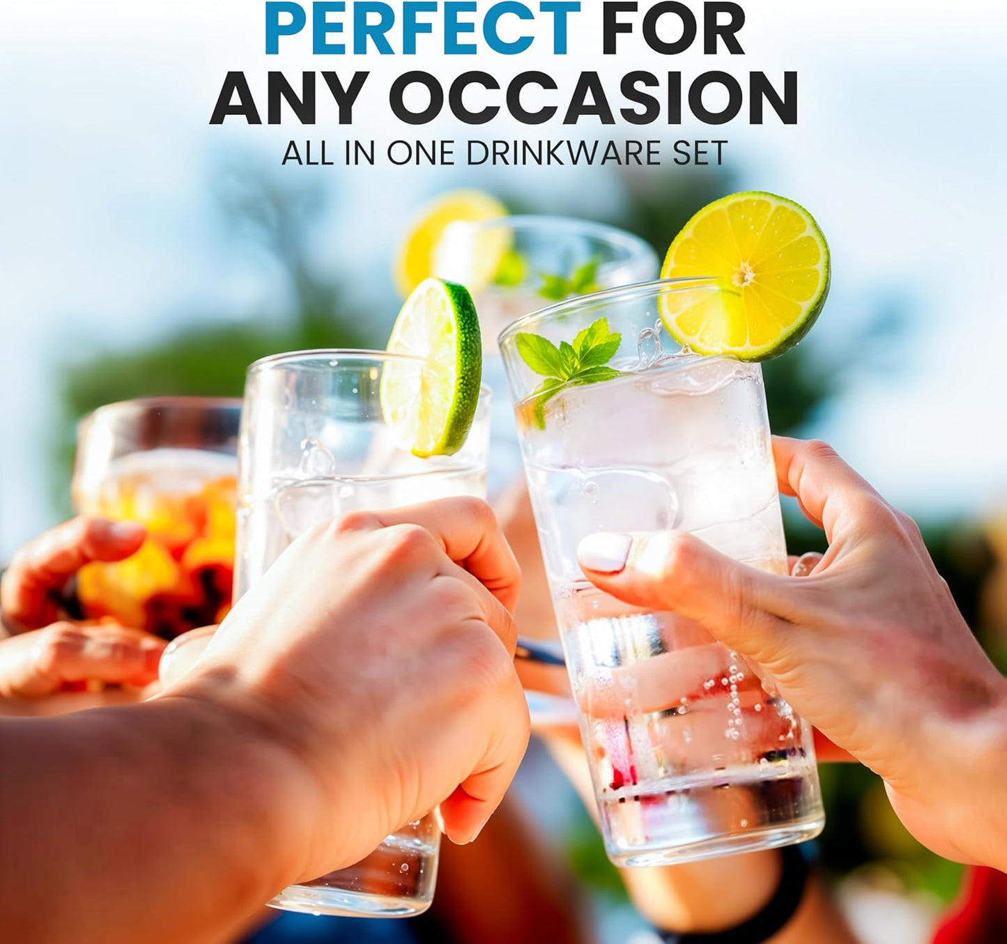 Zulay Kitchen Acrylic Plastic Glasses Drinkware - 6 Piece Unbreakable Plastic Tumblers - BPA-Free, Reusable Plastic Drinking Glasses for Home & Outdoors - Lead-Free & Dishwasher Safe - (24 oz)