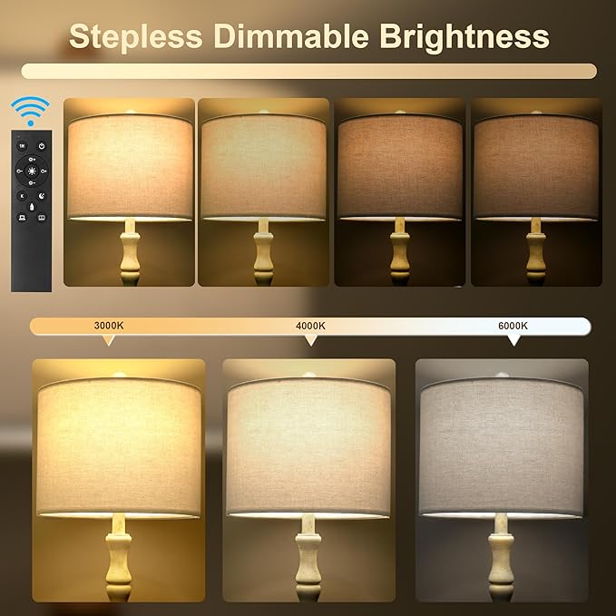 BOBOMOMO 62" Rustic Farmhouse Floor Lamp Antique White with Remote & Dimmable 9W Bulb, 3 Color Temperatures Resin Standing Lamp, Retro Tall Lamp for Living Room, Bedroom, Nursery, Office, Reading Nook