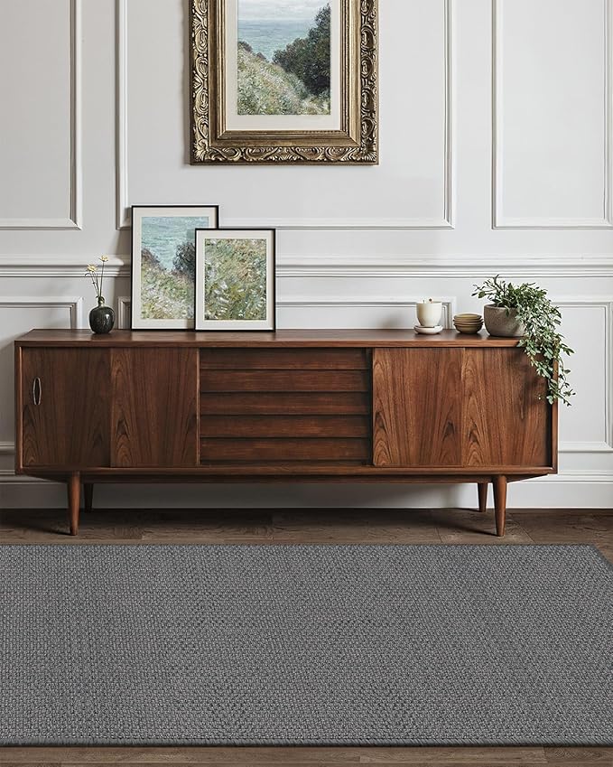 Color&Geometry Door Mat 2'4"x12' Runner Rug with Rubber Backing, Non Slip Washable Hallway Rug, Carpet Runners for Hallway Living Room Bedroom, Light Grey (Rolled-up NO Creases)