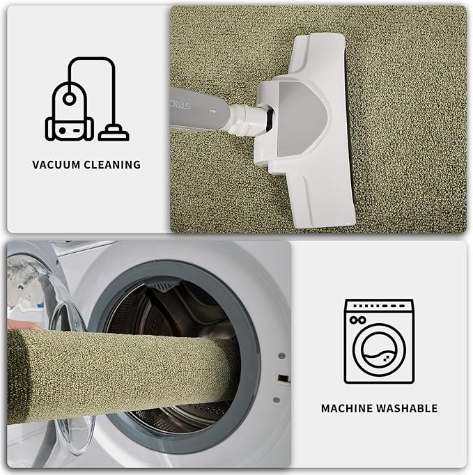 PURRUGS Dirt Trapping Door Mat 24" x 84", Non-Slip/Skid Machine Washable Entryway Rug, Shoes Scraper, Throw Rug, Super Absorbent Area Rug for Muddy Wet Shoes and Paws, Budding Green & Sage Green