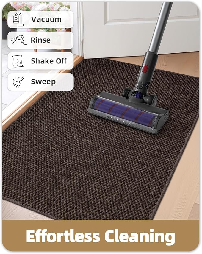 Color&Geometry Door Mat 27"x59", Front Door Mat Indoor Rugs for Entryway, Non Slip Washable Low-Profile Inside Doormat, Entry Mat Entry Rug Door Mats Indoor Entrance, Brown (Rolled-up NO Creases)