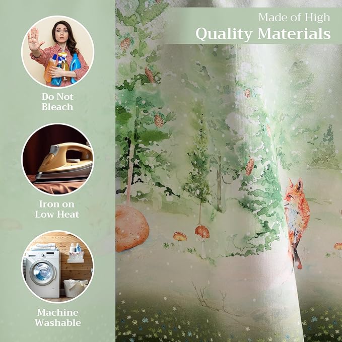 Maison d' Hermine Table Cloth Round Table 100% Cotton 63 Inches Fall Tablecloth Reusable Everyday Use for Thanksgiving Christmas Decorations Dining Farmhouse Party (Winter Mornings)