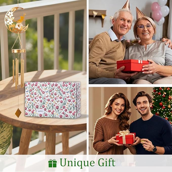 Cat Memories Wind Chime for Outside - Moon Design, Handcrafted Aluminum Wind Chimes for Garden Decor, Soothing Wind Bells for Porch/Patio, Perfect Housewarming/Birthday Gift for Women & Cat Owners