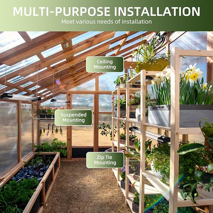 Hlite18inch 4 Pack LED Grow Lights - Linkable Grow Lights for Indoor Plants, Full Spectrum Plant Lights Plug and Hanging Design with On/Off Switch Hanging Grow Light from Seedling to Flowering, Black