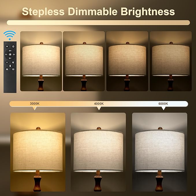 BOBOMOMO 62" Rustic Farmhouse Floor Lamp with Remote & Dimmable 9W Bulb, 3 Color Temperatures Tall Resin Standing Lamp, Retro Floor Lamp for Living Room, Bedroom, Office, Nursery, Reading Nock