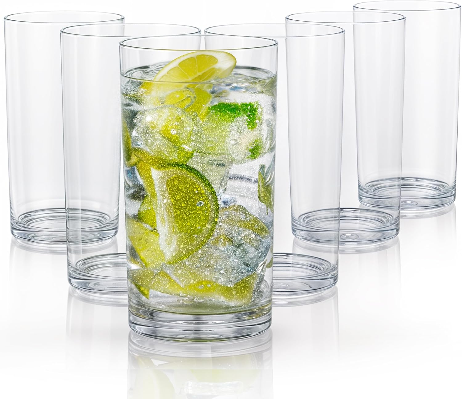 Zulay Kitchen Acrylic Plastic Glasses Drinkware - 6 Piece Unbreakable Plastic Tumblers - BPA-Free, Reusable Plastic Drinking Glasses for Home & Outdoors - Lead-Free & Dishwasher Safe - (24 oz)