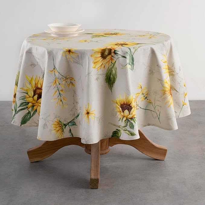 Maison d' Hermine Table Cloth Round Table 100% Cotton 69 Inches Tablecloth Reusable Decorative Everyday Use for Dining Room, Farmhouse, Home, Party, Festive & Wedding Spring Summer - Candice