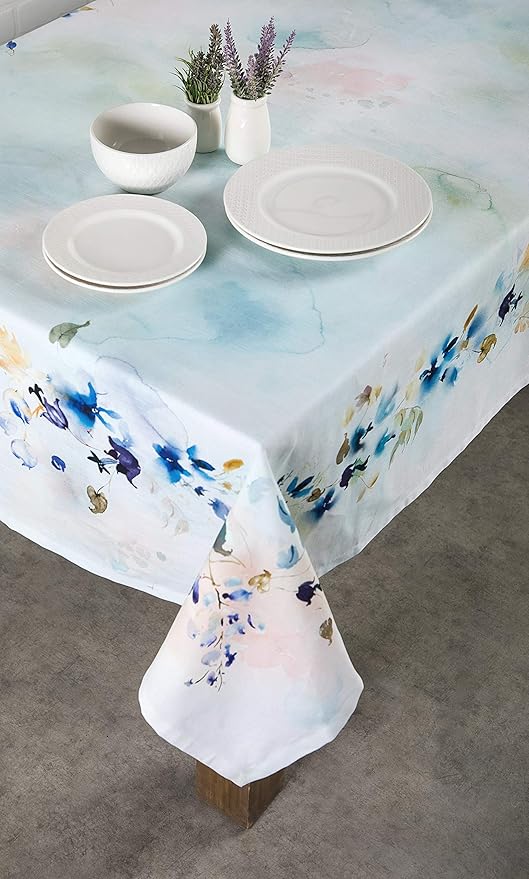 Maison d' Hermine Table Cloth Rectangle Table 100% Cotton 54 x 72 Inches Tablecloth Reusable Decorative for Dining Room, Farmhouse, Home, Party, Festive & Wedding Spring Summer - Lazy Summer Days