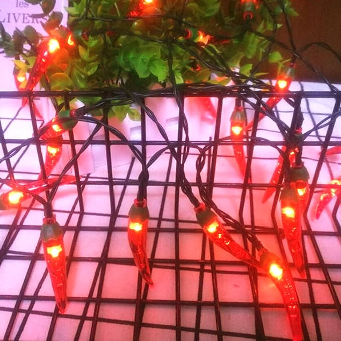 Solar Red Chili String Lights, 50 LED Chili Shape Fairy String Lights Solar Operated String Lights for Wedding, Chinese New Year,Spring Festival,Party Decoration,Christmas