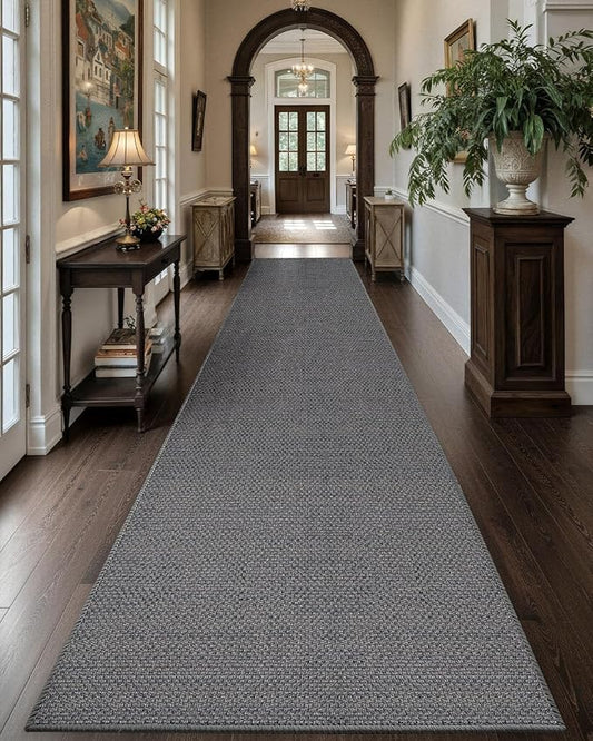 Color&Geometry Door Mat 2'2"x7'11" Runner Rug with Rubber Backing, Non Slip Washable Hallway Kitchen, Carpet Runners for Hallway Living Room Bedroom, Light Grey (Rolled-up NO Creases)