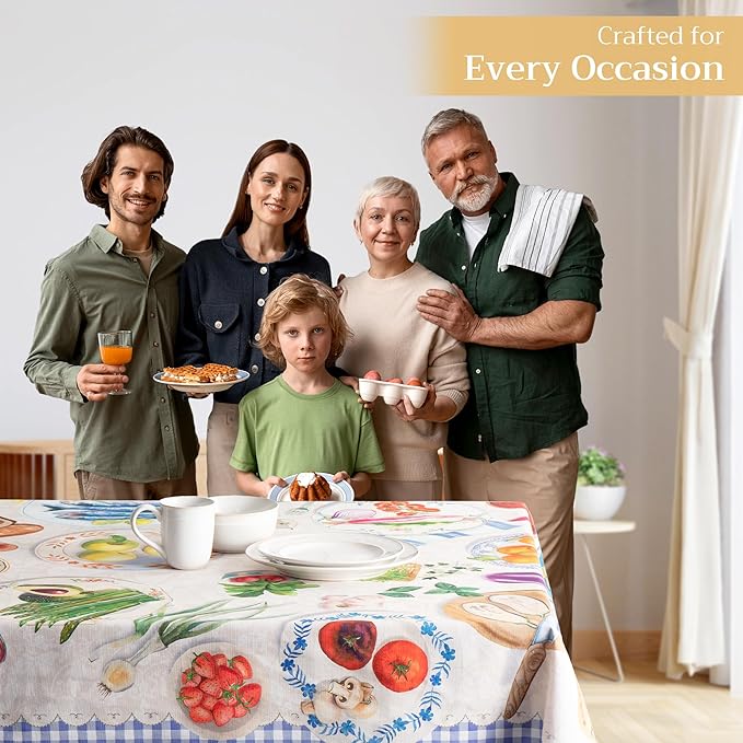 Maison d' Hermine Table Cloth Rectangle Table 100% Cotton 70 x 90 Inches Tablecloth Reusable Decorative Everyday Use for Dining Room, Farmhouse, Home, Party, Festive & Wedding Spring Summer - Gourmand