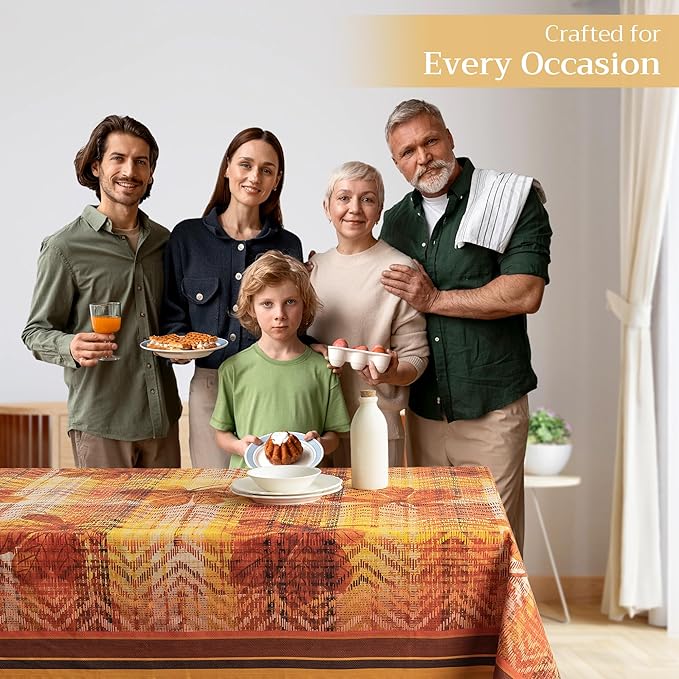 Maison d' Hermine Table Cloth Rectangle Table 100% Cotton 54 x 72 Inches Fall Tablecloth Reusable Everyday Use for Thanksgiving Christmas Decorations Dining Farmhouse Party (Thanksgiving Tartan)