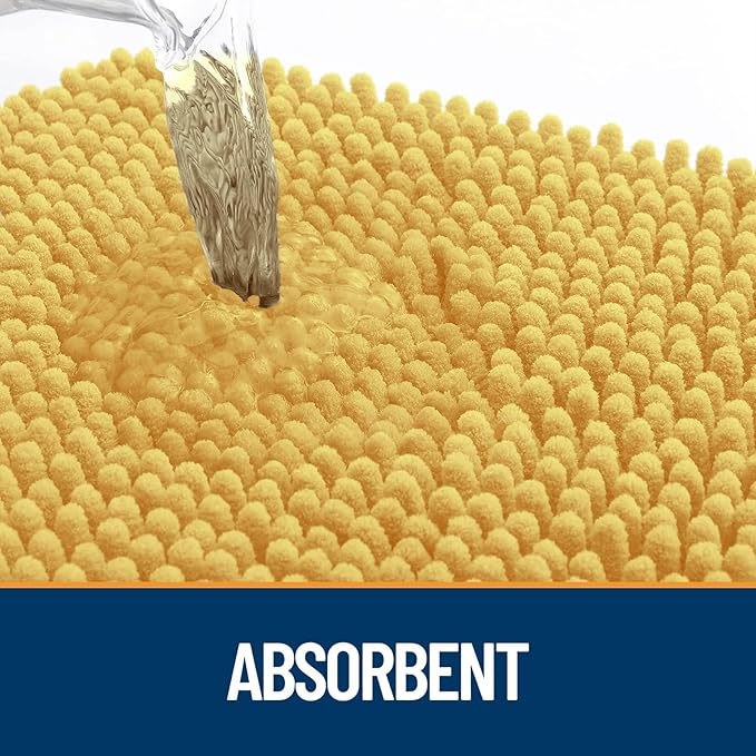 OLANLY Dog Door Mat for Muddy Paws 59x20, Absorbs Moisture and Dirt, Absorbent Non-Slip Washable Doormat, Quick Dry Chenille Mud Mat for Dogs, Entry Indoor Entryway Carpet for Inside Floor, Yellow