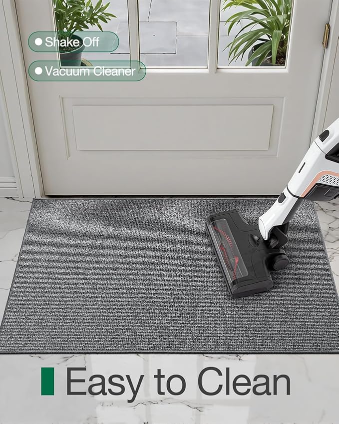 LUMI Indoor Door Mat 36"x56", Ultra Thin Low Profile Non-Slip Doormat for Home Entrance, Absorbent & Stain-Resistant Welcome Mats, Washable Entryway Mat for Front Door, Patio, Porch, Grey