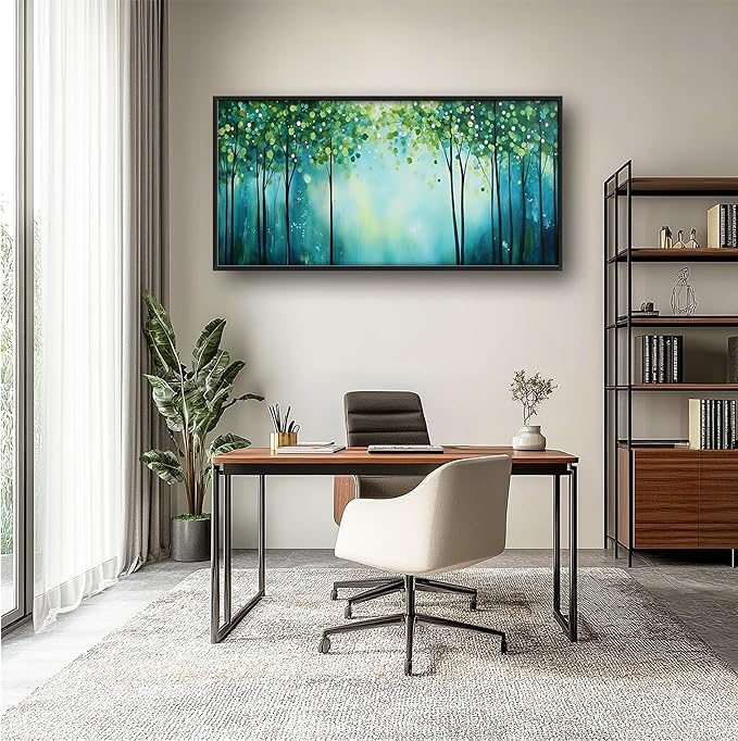 Lovira Green Forest Tree Large Wall Art Nature Landscape Canvas Wall Decor Pictures Prints Painting Framed Modern Artwork for Living Room Bedroom Bathroom Office 30"x60"