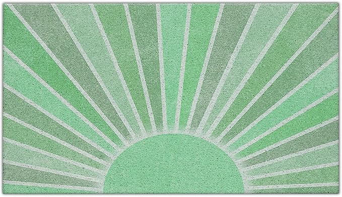 Nogrit Boho Door Mat, Retro Boho Sage Green Sun Sunshine Doormat Bathmat for Indoor Outdoor Entrance, Mid Century Modern Abstract Welcome Mats for Front Door Outside Porch Entryway, 17x30 Inches