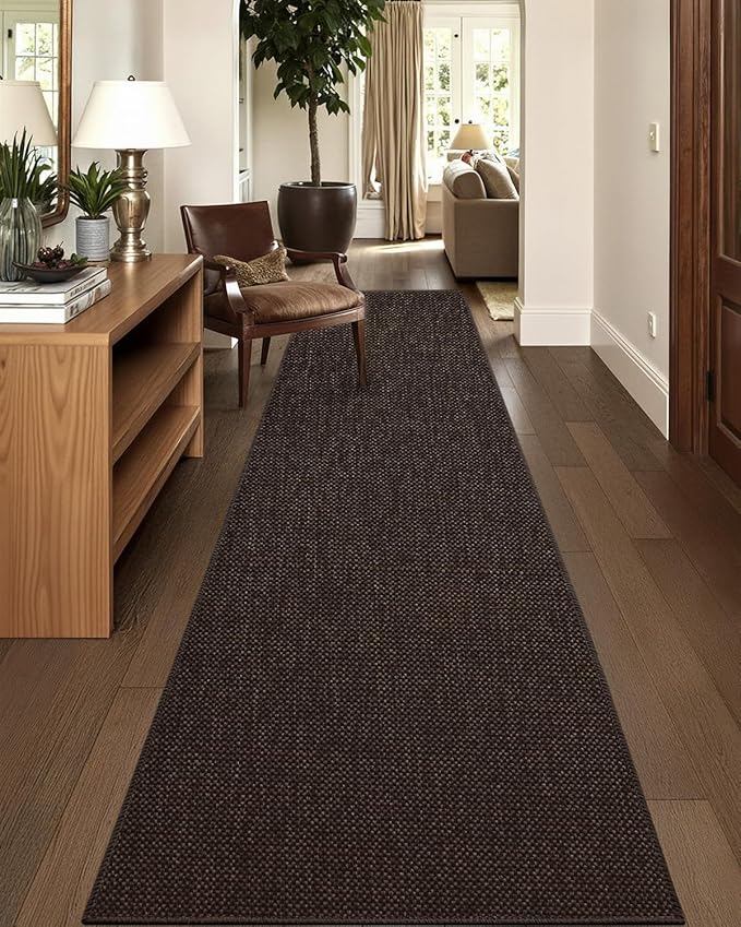 Color&Geometry Door Mat 3'x8' Runner Rug with Rubber Backing, Non Slip Washable Hallway Rug, Carpet Runners for Hallway Living Room Bedroom, Brown (Rolled-up NO Creases)