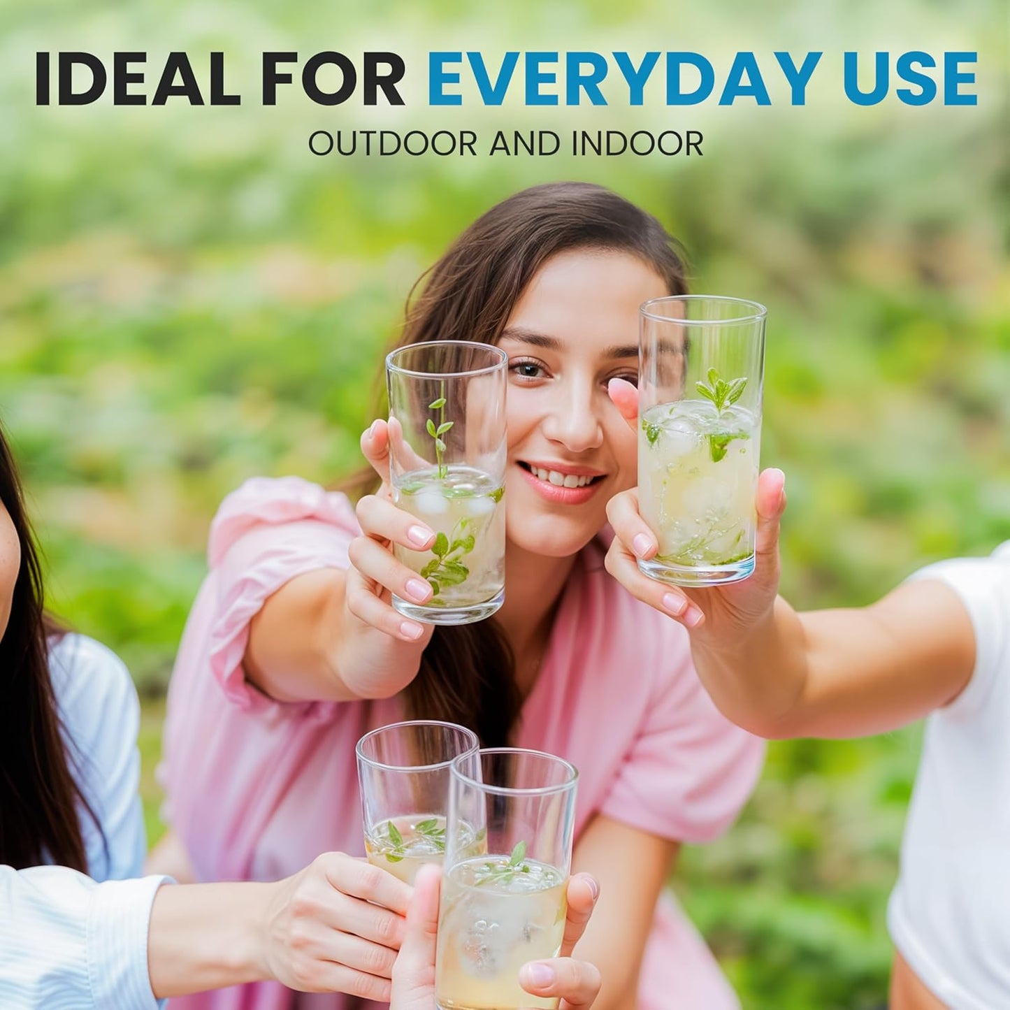 Zulay Kitchen Acrylic Plastic Glasses Drinkware - 6 Piece Unbreakable Plastic Tumblers - BPA-Free, Reusable Plastic Drinking Glasses for Home & Outdoors - Lead-Free & Dishwasher Safe - (24 oz)