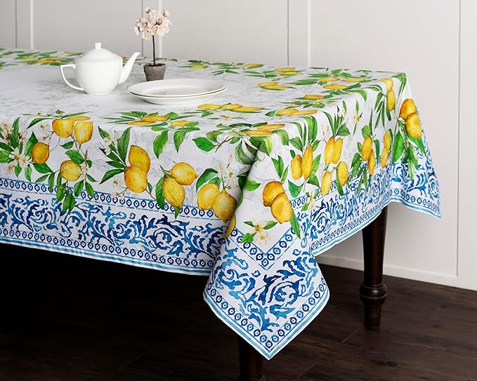 Maison d' Hermine Table Cloth Rectangle Table 100% Cotton 70 x 108 Inches Tablecloth Reusable Decorative Everyday Use for Dining Room, Farmhouse, Home, Party, Festive & Wedding Spring Summer - Cedrat