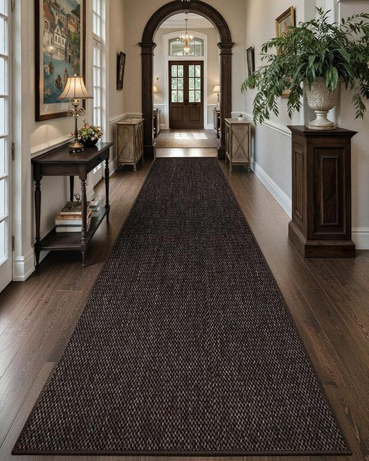 Color&Geometry Door Mat 3'x10' Runner Rug with Rubber Backing, Non Slip Washable Hallway Rug, Carpet Runners for Hallway Living Room Bedroom, Brown (Rolled-up NO Creases)