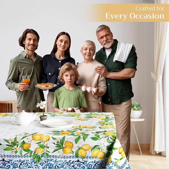 Maison d' Hermine Table Cloth Square Table 100% Cotton 54 x 54 Inches Tablecloth Reusable Decorative Everyday Use for Dining Room, Farmhouse, Home, Party, Festive & Wedding Spring Summer - Cedrat