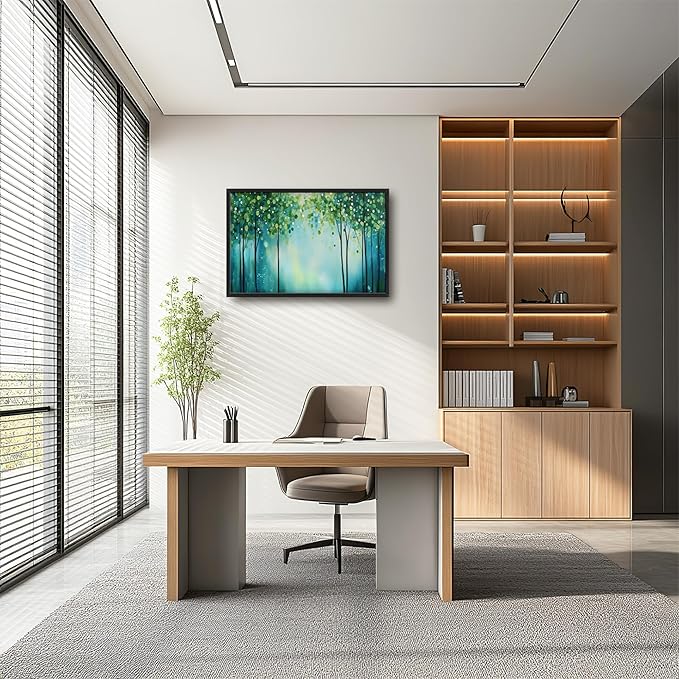 Lovira Green Forest Tree Large Wall Art Nature Landscape Canvas Wall Decor Pictures Prints Painting Framed Modern Artwork for Living Room Bedroom Bathroom Office 24"x36"