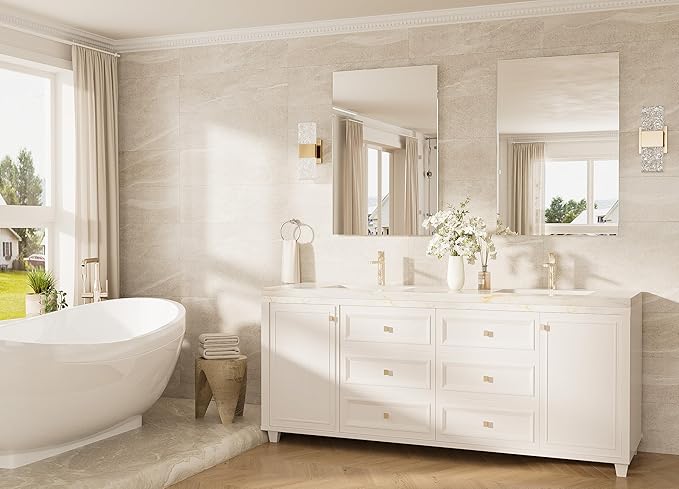 TokeShimi 24x36 Frameless Bathroom Vanity Mirrors for Over Sink, Modern Rectangle Bathroom Mirrors for Wall with Polished Edge Shatterproof Decorative Mirror for Bedroom, Living Room, Entryway