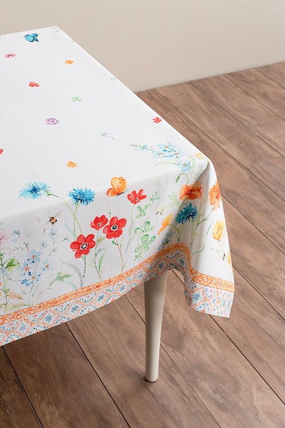 Maison d' Hermine Table Cloth Rectangle Table 100% Cotton 60 x 120 Inches Tablecloth Reusable Decorative for Dining Room, Farmhouse, Home, Party, Festive & Wedding Spring Summer - Summer Whisper