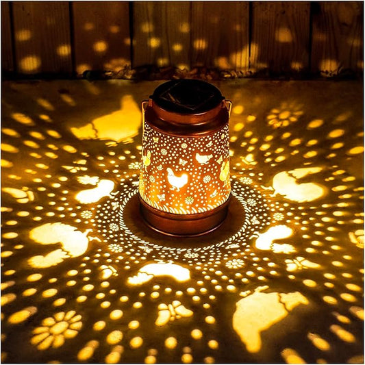 Chicken Solar Lanterns Outdoor Waterproof Hanging Solar Lights Chicken Gifts for Women Men Metal Decorative LED Chicken Lanterns for Garden Decor,Yard,Patio,Lawn,Tabletop,Pathway,Landscape