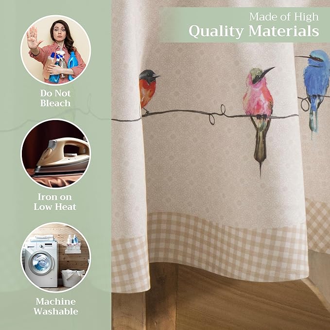 Maison d' Hermine Table Cloth Round Table 100% Cotton 69 Inches Tablecloth Reusable Decorative Everyday Use for Dining Room, Farmhouse, Home, Party, Festive & Wedding Spring Summer - Birdies On Wire