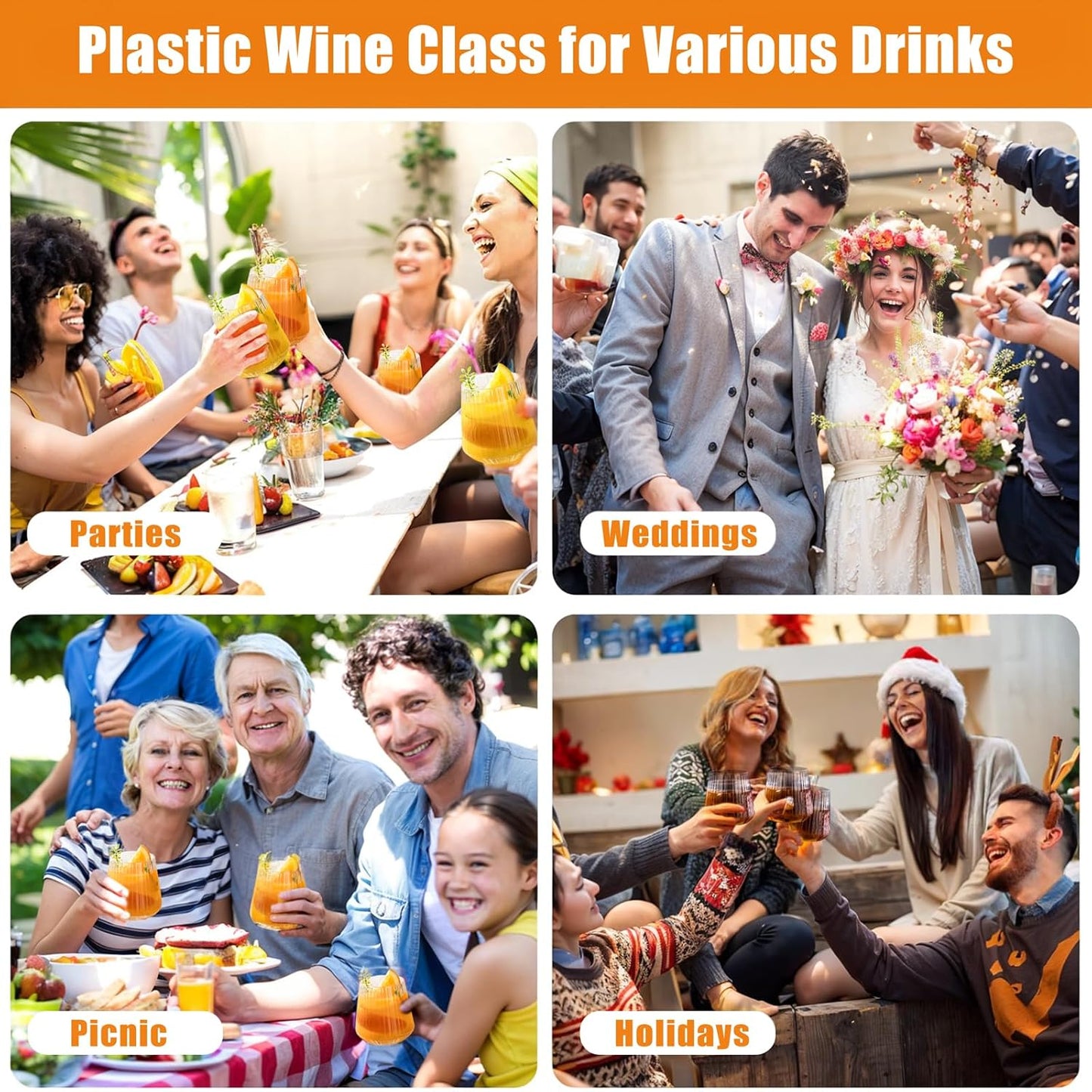 30 Pack Plastic Ribbed Wine Glasses, 14 OZ Origami Stemless Disposable Wine Champagne Whiskey Glasses Unbreakable Clear Plastic Cocktail Glasses, Reusable Wine Cups for Home Party Wedding Bar