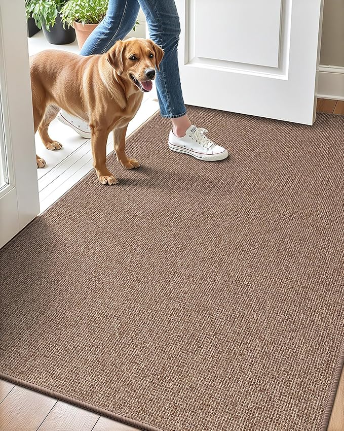 LUMI Indoor Door Mat 36"x56", Ultra Thin Low Profile Non-Slip Doormat for Home Entrance, Absorbent & Stain-Resistant Welcome Mats, Washable Entryway Mat for Front Door, Patio, Porch, Camel
