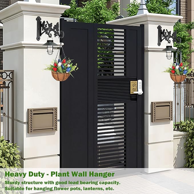 2 Pack Hanging Plant Hanger Outdoor 9-in Hanging Basket Wall Hooks - Heavy Duty Metal Plant Bracket Hook for Hanging Flower Baskets,Bird Feeder
