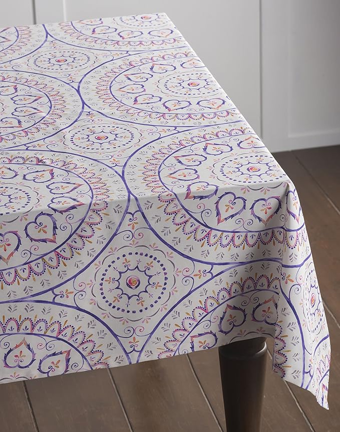 Maison d' Hermine Table Cloth Square Table 100% Cotton 60 x 60 Inches Tablecloth Reusable Decorative Everyday Use for Dining Room, Farmhouse, Home, Party, Festive & Wedding Spring Summer - Mandala