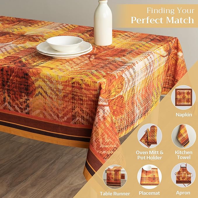 Maison d' Hermine Table Cloth Rectangle Table 100% Cotton 54 x 72 Inches Fall Tablecloth Reusable Everyday Use for Thanksgiving Christmas Decorations Dining Farmhouse Party (Thanksgiving Tartan)